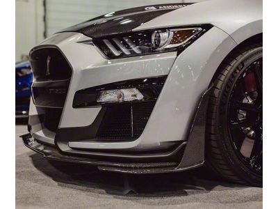 Anderson Composites Front Splitter Wickers; Carbon Fiber (20-22 Mustang GT500)
