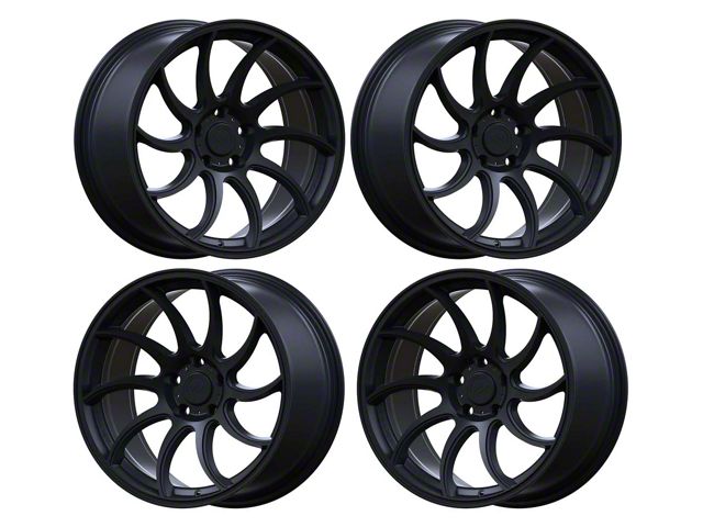 Anovia Wheels Staggered Night Raven Satin Black 4-Wheel Kit 18x8.5/9.5 (05-09 Mustang GT, V6)