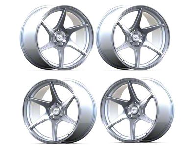 Anovia Wheels Titan Brushed Silver 4-Wheel Kit; 18x8.5 (05-09 Mustang GT, V6)