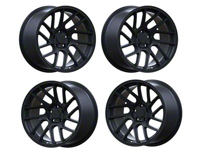 Anovia Wheels Elder Raven Satin Black 4-Wheel Kit; 18x9.5 (10-14 Mustang GT w/o Performance Pack, V6)