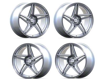 Anovia Wheels Staggered Carrier Brushed Silver 4-Wheel Kit 18x8.5/18x9.5; 35mm Offset (10-14 Mustang GT w/o Performance Pack, V6)