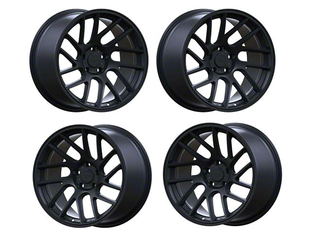 Anovia Wheels Elder Raven Satin Black 4-Wheel Kit; 18x9.5 (15-23 Mustang EcoBoost w/o Performance Pack, V6)