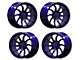 Anovia Wheels Staggered Night Picasa Blue 4-Wheel Kit; 18x8.5/9.5 (10-14 Mustang GT w/o Performance Pack, V6)