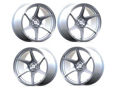 Anovia Wheels Titan Brushed Silver 4-Wheel Kit; 18x9.5; 35mm Offset (15-23 Mustang EcoBoost w/o Performance Pack, V6)