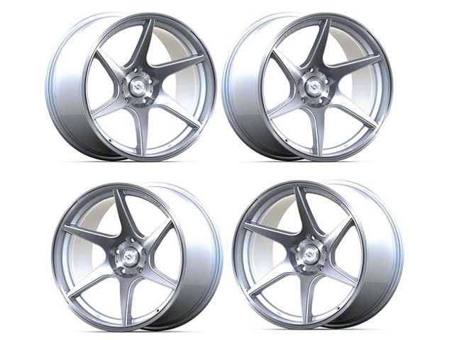 Anovia Wheels Titan Brushed Silver 4-Wheel Kit; 18x9.5 (15-23 Mustang EcoBoost w/o Performance Pack, V6)