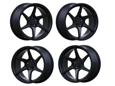 Anovia Wheels Staggered Titan Raven Satin Black 4-Wheel Kit; 18x9.5/18x10.5; 22mm Offset (99-04 Mustang)