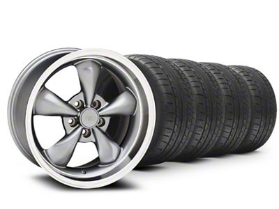 Staggered Deep Dish Bullitt Anthracite Wheel and Mickey Thompson Tire Kit; 18x9/10 (05-10 Mustang GT; 05-14 Mustang V6)