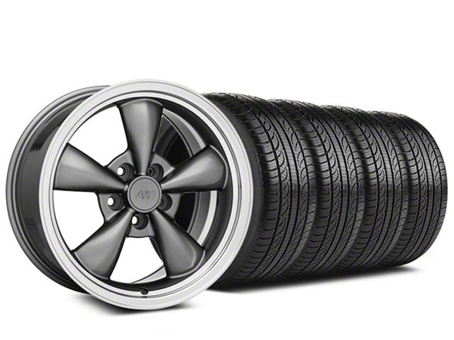 Bullitt Anthracite Wheel and Pirelli Tire Kit; 18x8 (05-10 Mustang GT; 05-14 Mustang V6)