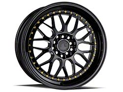 Aodhan AH02 Gloss Black with Gold Rivets Wheel; 17x8; 35mm Offset (05-09 Mustang GT, V6)