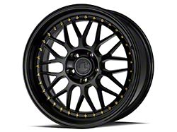 Aodhan AH02 Gloss Black with Gold Rivets Wheel; 19x8.5; 35mm Offset (05-09 Mustang)
