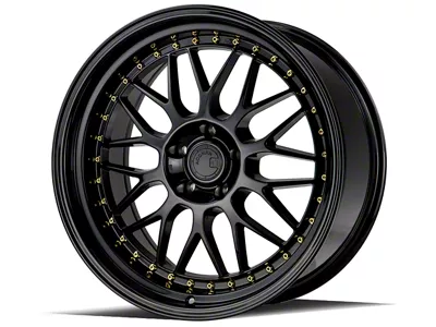 Aodhan AH02 Gloss Black with Gold Rivets Wheel; Rear Only; 19x9.5; 22mm Offset (05-09 Mustang)