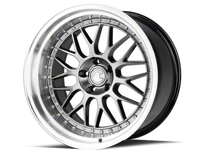 Aodhan AH02 Hyper Black with Machined Lip Wheel; Rear Only; 19x11; 22mm Offset (05-09 Mustang)