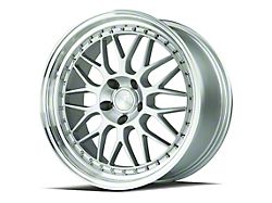 Aodhan AH02 Silver with Machined Lip Wheel; 18x9.5; 30mm Offset (05-09 Mustang)