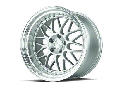 Aodhan AH02 Silver with Machined Lip Wheel; Rear Only; 19x11; 22mm Offset (05-09 Mustang)