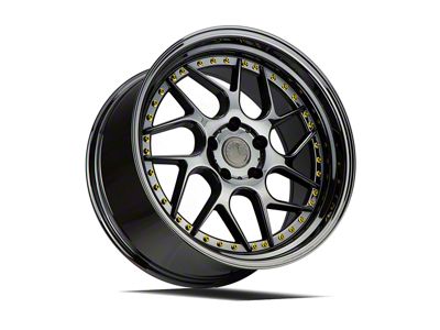 Aodhan DS01 Black Vacuum with Gold Rivets Wheel; Rear Only; 19x10.5; 22mm Offset (05-09 Mustang)