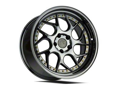 Aodhan DS01 Black Vacuum with Gold Rivets Wheel; Rear Only; 19x9.5; 22mm Offset (05-09 Mustang)