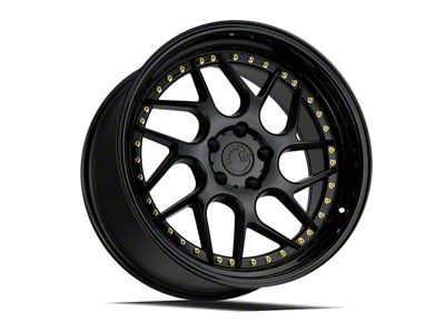 Aodhan DS01 Gloss Black with Gold Rivets Wheel; 18x8.5; 35mm Offset (05-09 Mustang GT, V6)