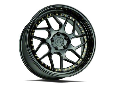Aodhan DS01 Gloss Black with Gold Rivets Wheel; 18x9.5; 30mm Offset (05-09 Mustang)