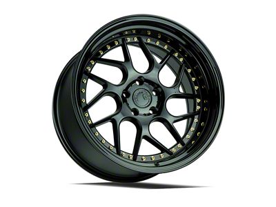 Aodhan DS01 Gloss Black with Gold Rivets Wheel; Rear Only; 18x10.5; 15mm Offset (05-09 Mustang)