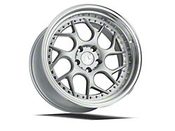Aodhan DS01 Silver Machined Lip with Chrome Rivets Wheel; Rear Only; 18x10.5; 22mm Offset (05-09 Mustang)