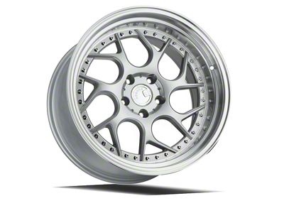 Aodhan DS01 Silver Machined Lip with Chrome Rivets Wheel; Rear Only; 18x10.5; 22mm Offset (05-09 Mustang)