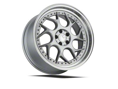Aodhan DS01 Silver Machined Lip with Chrome Rivets Wheel; 18x8.5; 35mm Offset (05-09 Mustang GT, V6)