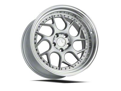 Aodhan DS01 Silver Machined Lip with Chrome Rivets Wheel; Rear Only; 18x9.5; 22mm Offset (05-09 Mustang)