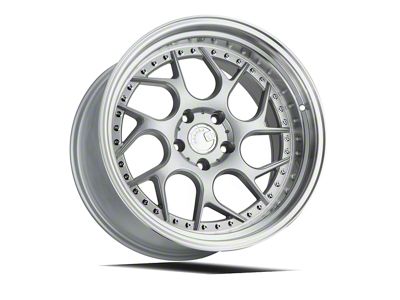Aodhan DS01 Silver Machined Lip with Chrome Rivets Wheel; 18x9.5; 30mm Offset (05-09 Mustang)