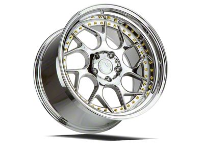 Aodhan DS01 Vacuum Chrome with Gold Rivets Wheel; Rear Only; 19x10.5; 22mm Offset (05-09 Mustang)
