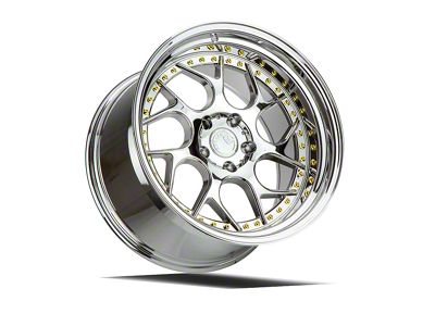 Aodhan DS01 Vacuum Chrome with Gold Rivets Wheel; Rear Only; 19x9.5; 15mm Offset (05-09 Mustang)