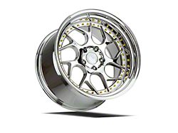 Aodhan DS01 Vacuum Chrome with Gold Rivets Wheel; Rear Only; 19x9.5; 22mm Offset (05-09 Mustang)