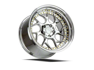 Aodhan DS01 Vacuum Chrome with Gold Rivets Wheel; Rear Only; 19x9.5; 22mm Offset (05-09 Mustang)