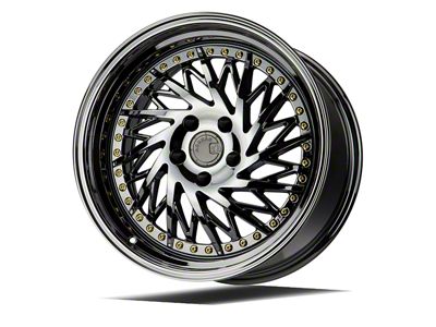 Aodhan DS03 Black Vacuum with Gold Rivets Wheel; Passenger Side; 18x9.5; 30mm Offset (05-09 Mustang)