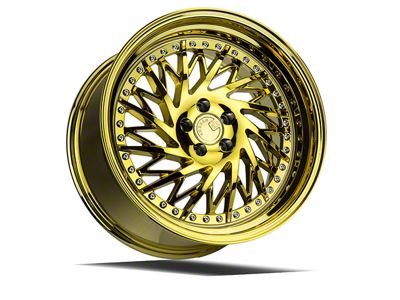 Aodhan DS03 Gold Vacuum with Chrome Rivets Wheel; Driver Side; 18x9.5; 30mm Offset (05-09 Mustang)