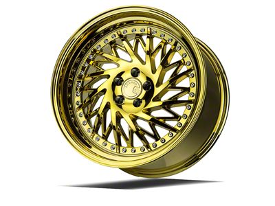 Aodhan DS03 Gold Vacuum with Chrome Rivets Wheel; Passenger Side; 18x9.5; 30mm Offset (05-09 Mustang)