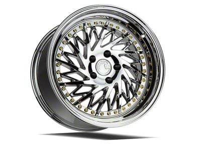 Aodhan DS03 Vacuum Chrome with Gold Rivets Wheel; Driver Side; 18x9.5; 30mm Offset (05-09 Mustang)