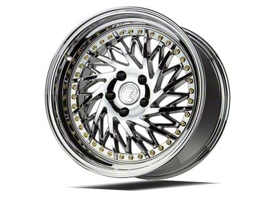 Aodhan DS03 Vacuum Chrome with Gold Rivets Wheel; Passenger Side; 18x9.5; 30mm Offset (05-09 Mustang)