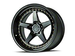 Aodhan DS05 Gloss Black with Gold Rivets Wheel; Rear Only; 18x10.5; 22mm Offset (05-09 Mustang)