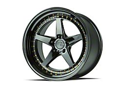 Aodhan DS05 Gloss Black with Gold Rivets Wheel; Rear Only; 19x11; 22mm Offset (05-09 Mustang)