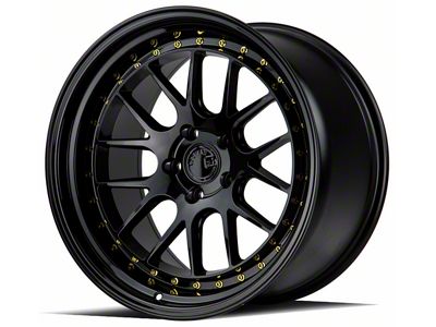 Aodhan DS06 Gloss Black with Gold Rivets Wheel; Rear Only; 18x10.5; 22mm Offset (05-09 Mustang)