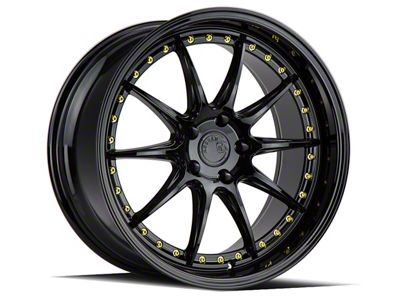 Aodhan DS07 Gloss Black with Gold Rivets Wheel; 19x9.5 (05-09 Mustang)