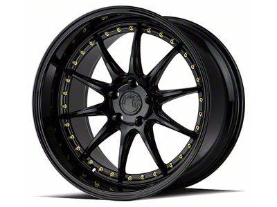 Aodhan DS07 Gloss Black with Gold Rivets Wheel; Rear Only; 19x11; 22mm Offset (05-09 Mustang)
