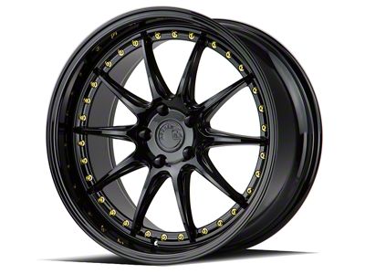 Aodhan DS07 Gloss Black with Gold Rivets Wheel; Rear Only; 19x9.5; 15mm Offset (05-09 Mustang)