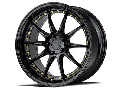 Aodhan DS07 Gloss Black with Gold Rivets Wheel; Rear Only; 19x9.5; 22mm Offset (05-09 Mustang)