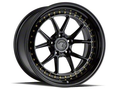 Aodhan DS08 Gloss Black with Gold Rivets Wheel; Rear Only; 18x10.5; 22mm Offset (05-09 Mustang)