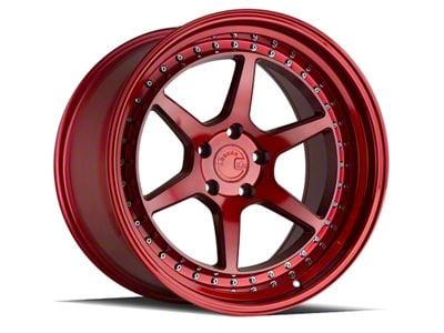 Aodhan DS09 Candy Red with Chrome Rivets Wheel; Rear Only; 19x11; 22mm Offset (05-09 Mustang)