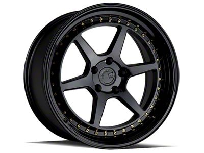 Aodhan DS09 Gloss Black with Gold Rivets Wheel; Rear Only; 18x10.5; 22mm Offset (05-09 Mustang)