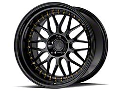 Aodhan AH02 Gloss Black with Gold Rivets Wheel; Rear Only; 19x11; 22mm Offset (10-14 Mustang)