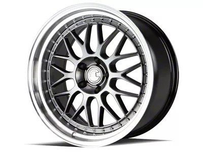 Aodhan AH02 Hyper Black with Machined Lip Wheel; Rear Only; 19x9.5; 22mm Offset (10-14 Mustang)