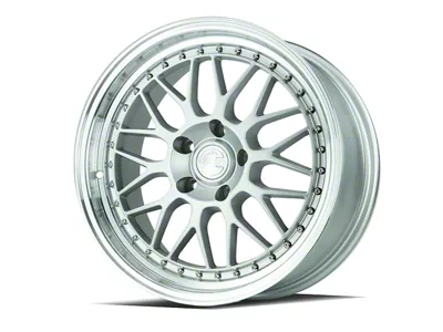 Aodhan AH02 Silver with Machined Lip Wheel; 18x8.5; 35mm Offset (10-14 Mustang GT w/o Performance Pack, V6)